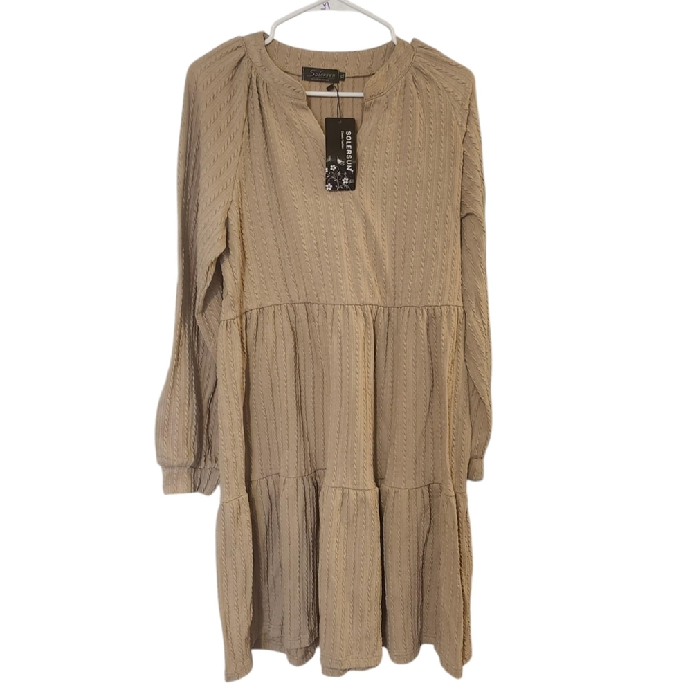 Womens Solerson XL Boho Brown Long Sleeve Dress NWT